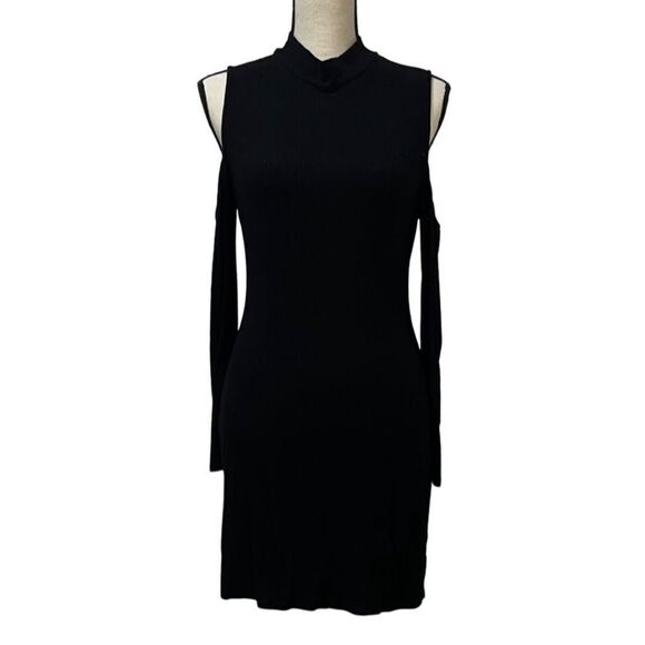 FTF Cold-Shoulder Ribbed Mini Bodycon Dress - Picture 1 of 11